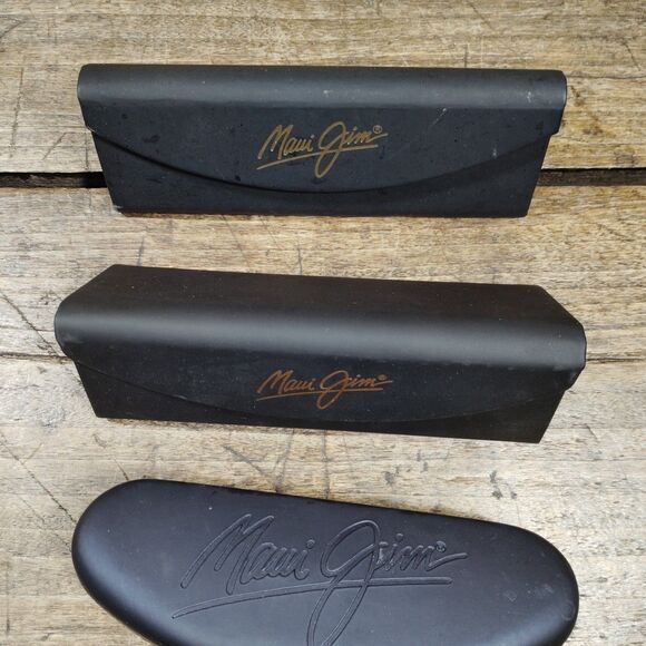 Four Maui Jim Sunglass Zippered Hard Sport Black Case Clamshell Fold - Picture 4 of 8